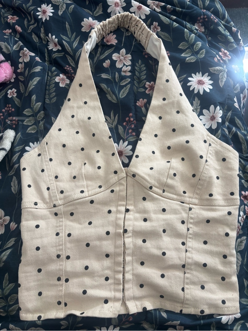 Beige Polka Dot halter top